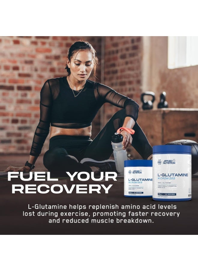 Applied Nutrition L-Glutamine 250G -Unflavour-Micronized – 100% Pure L-Glutamine Powder, Supports Muscle Recovery & Immunity – 50 Servings